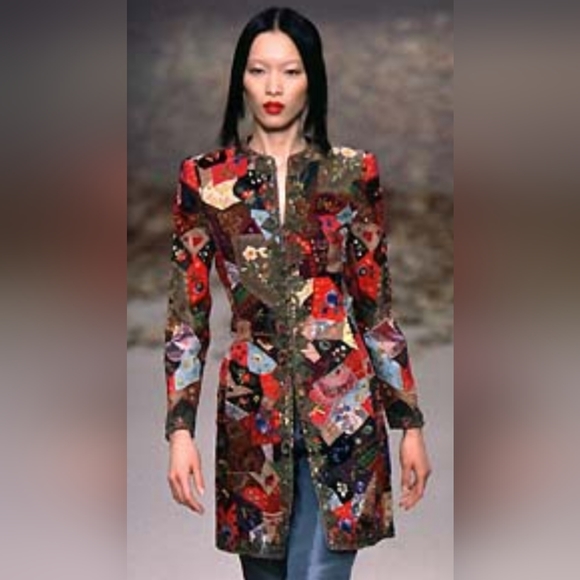 $7,500 OSCAR DE LA RENTA EXQUISITE GOLDEN PATCHWORK MULTI BEADED RUNWAY COAT S M - Picture 5 of 16